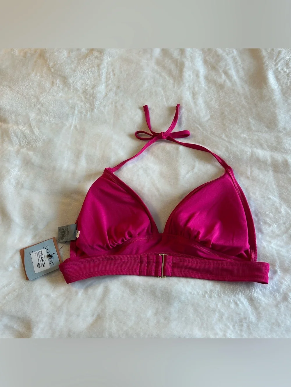 Shade and Shore hot pink bikini removable pads ties at neck hooks in back size L